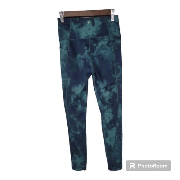 Victoria's Secret Green Tie Dyed athletic Leggings Side Pockets Womens Size Sm - Picture 2 of 13